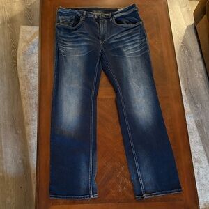 SOLD. Buffalo David Bitton Relaxed Straight Stretch Dark Blue Jeans
